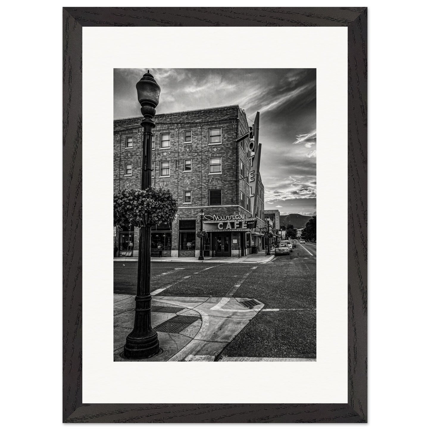 The Murray Hotel; Livingston, Montana Black & White Premium Wooden Framed Print Communitea Books James Bonner