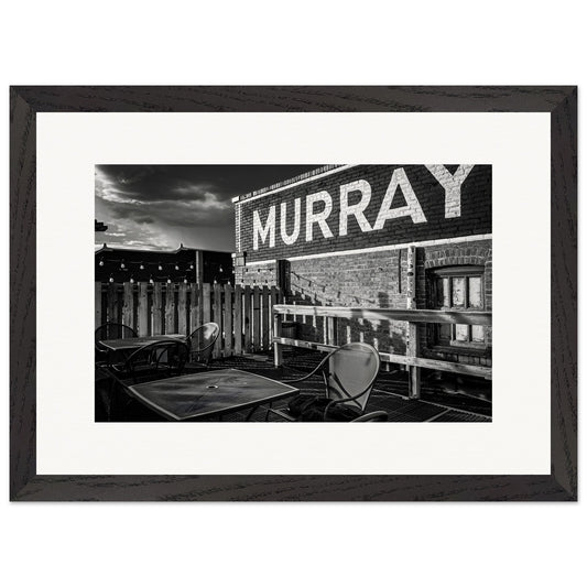 The Murray Hotel Rooftop; Livingston, Montana Black & White Premium Wooden Framed Print Communitea Books James Bonner