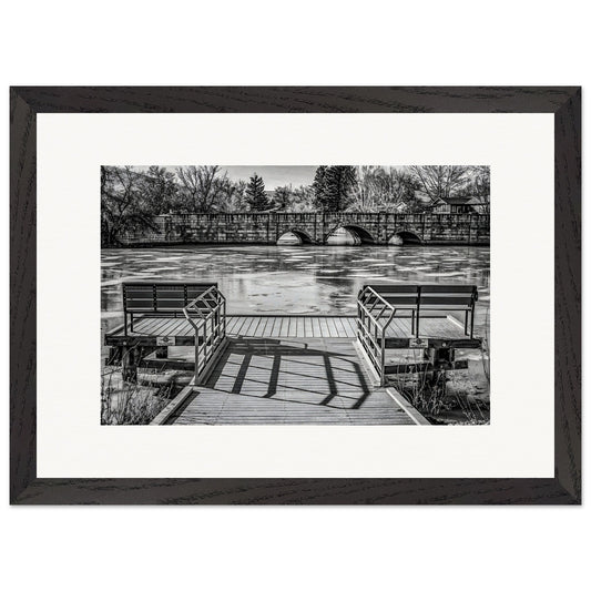 The Pond; Livingston, Montana Black & White Premium Wooden Framed Print Communitea Books James Bonner