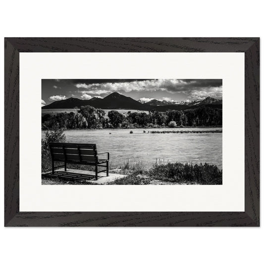 The Yellowstone River Spring '24; Livingston, Montana Black & White Wood Framed Print Communitea Books James Bonner
