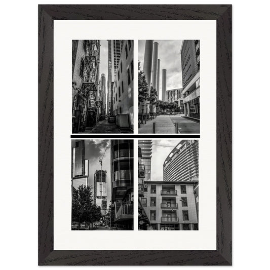 Weird Streets; Austin, Texas Black & White Premium Wooden Framed Print Communitea Books James Bonner