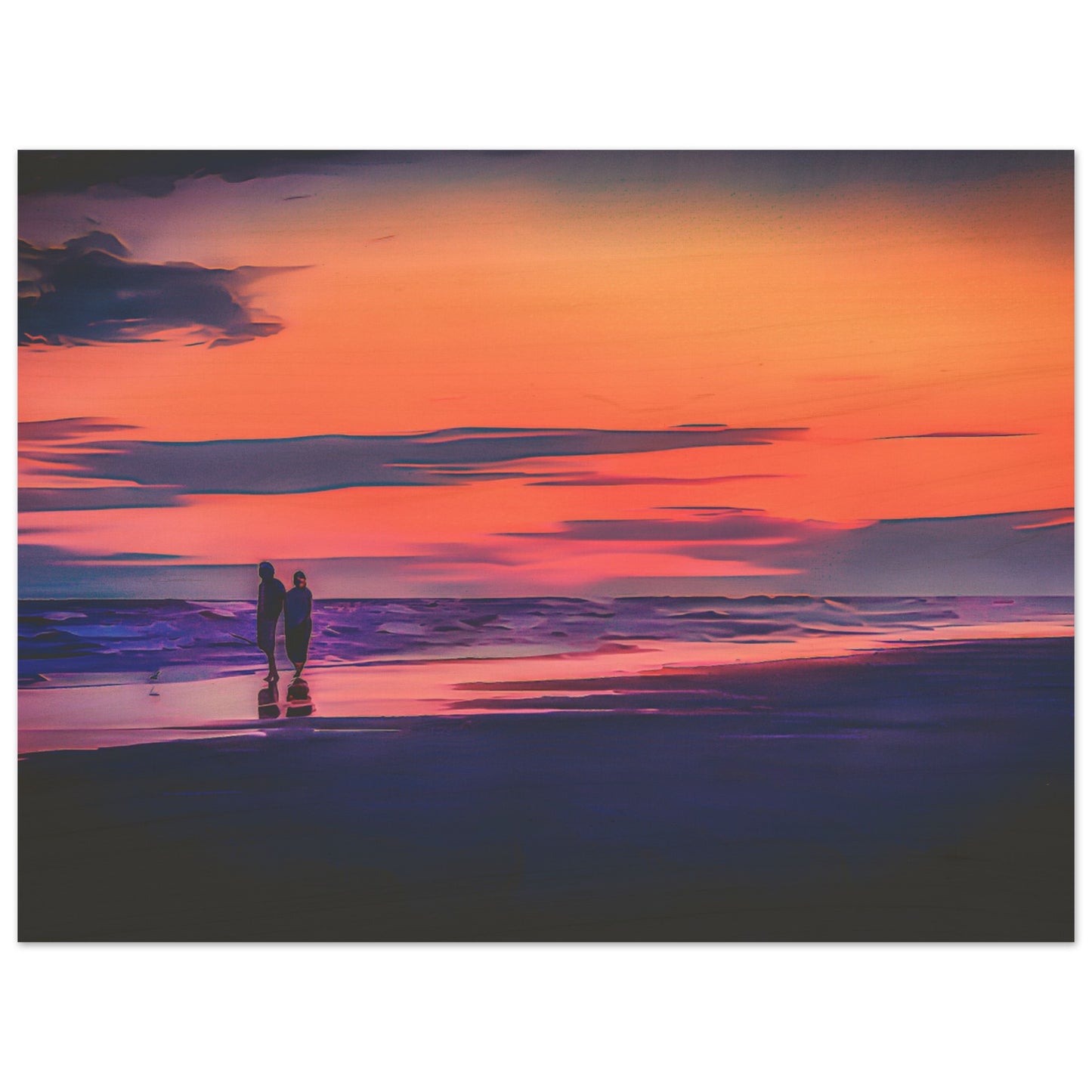 Beach Sunset Walk; Port Aransas, Texas Wood Print