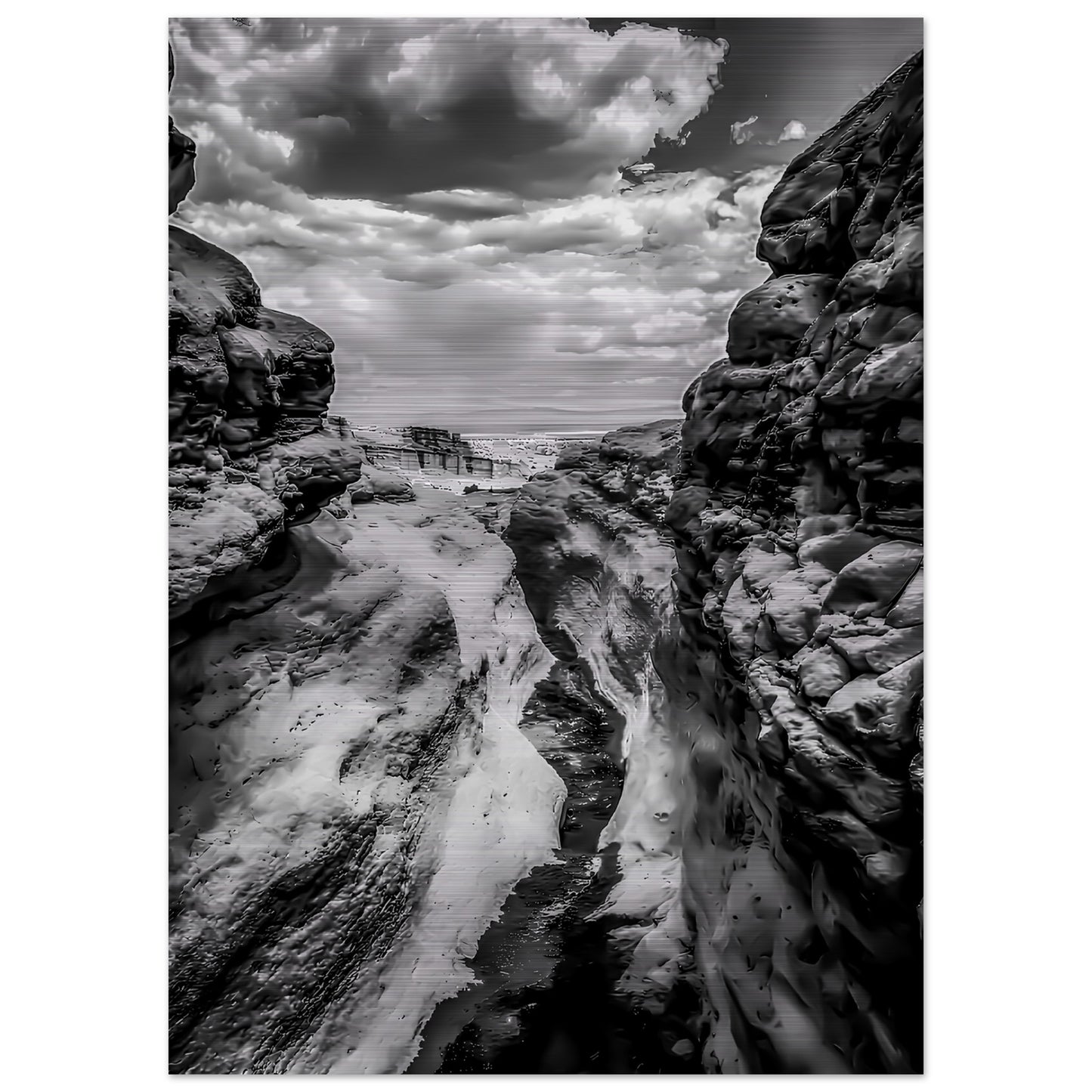 Plaza Blanca; Abiquiu, New Mexico Black & White II Brushed Aluminum Print