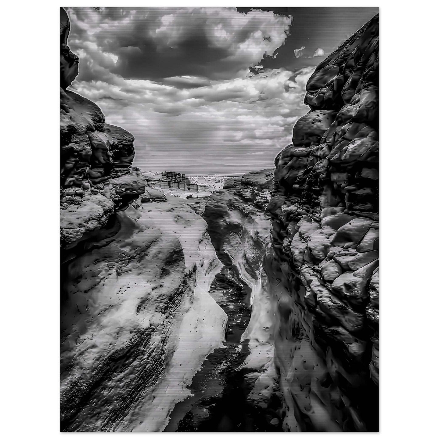 Plaza Blanca; Abiquiu, New Mexico Black & White II Brushed Aluminum Print