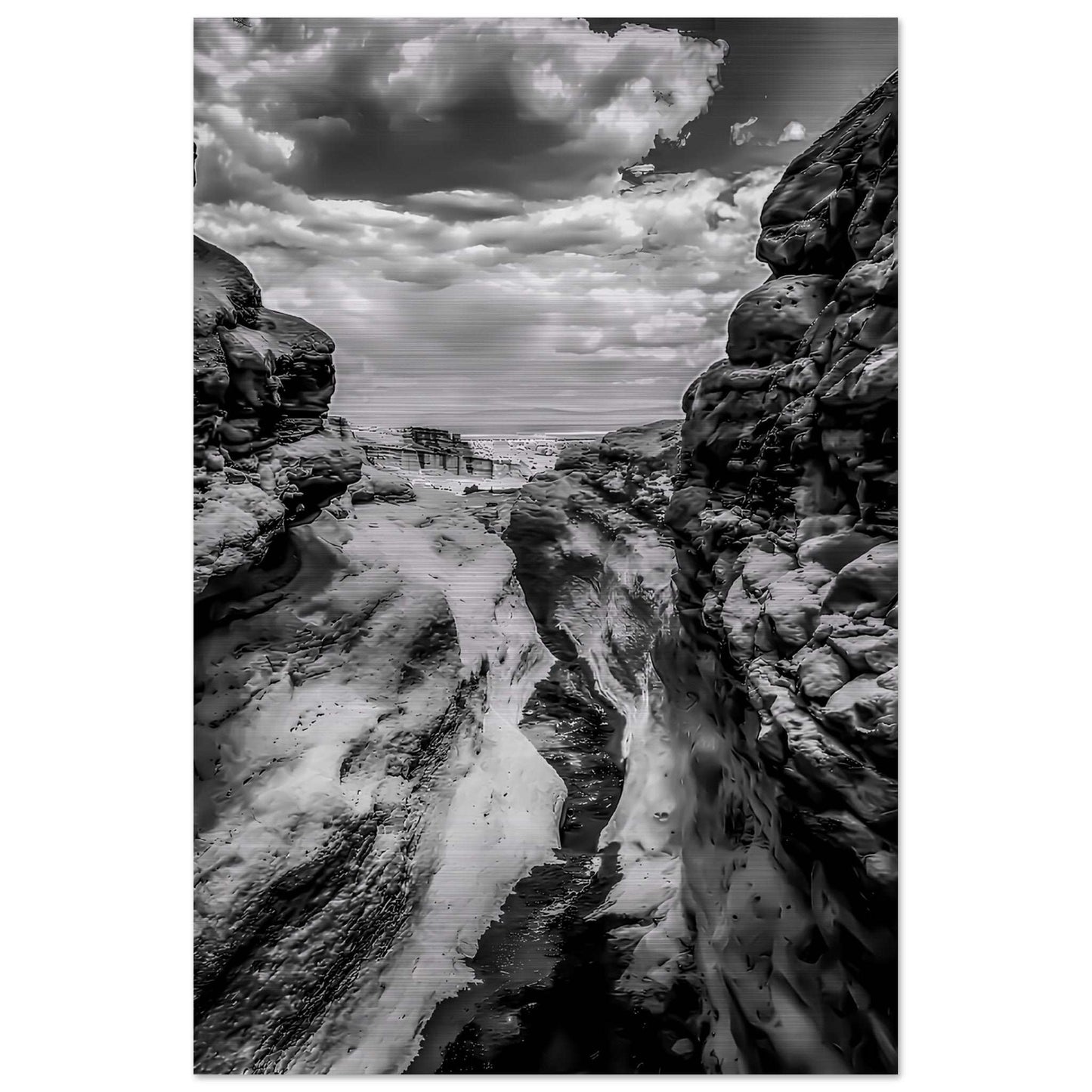 Plaza Blanca; Abiquiu, New Mexico Black & White II Brushed Aluminum Print