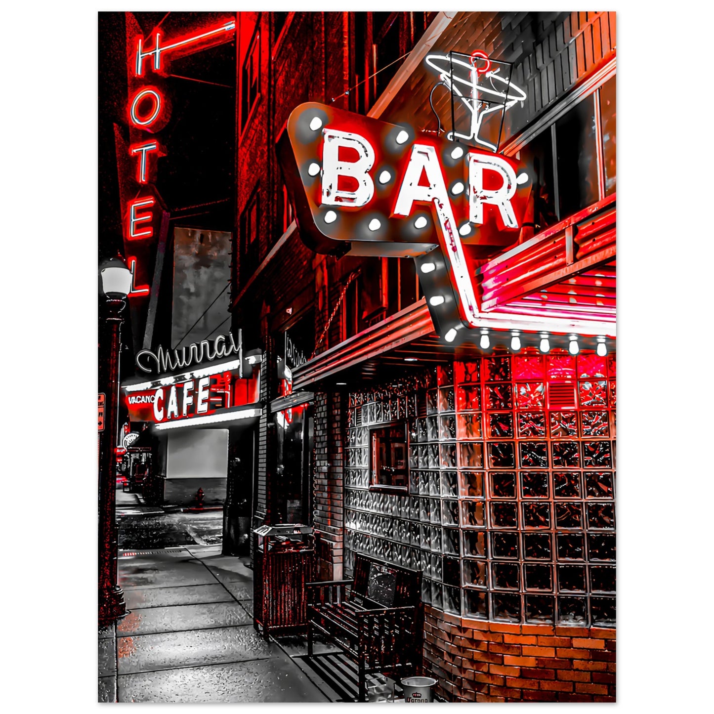 The Murray Hotel & Bar Red, Black, & White Premium Matte Poster