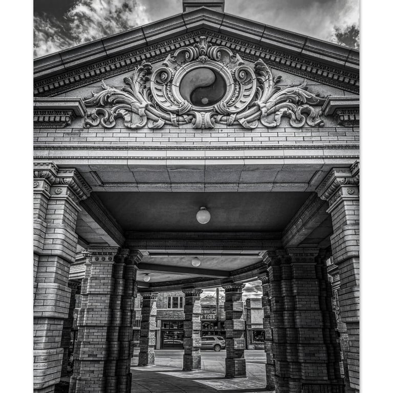 The Depot; Livingston, Montana Black & White Premium Matte Poster