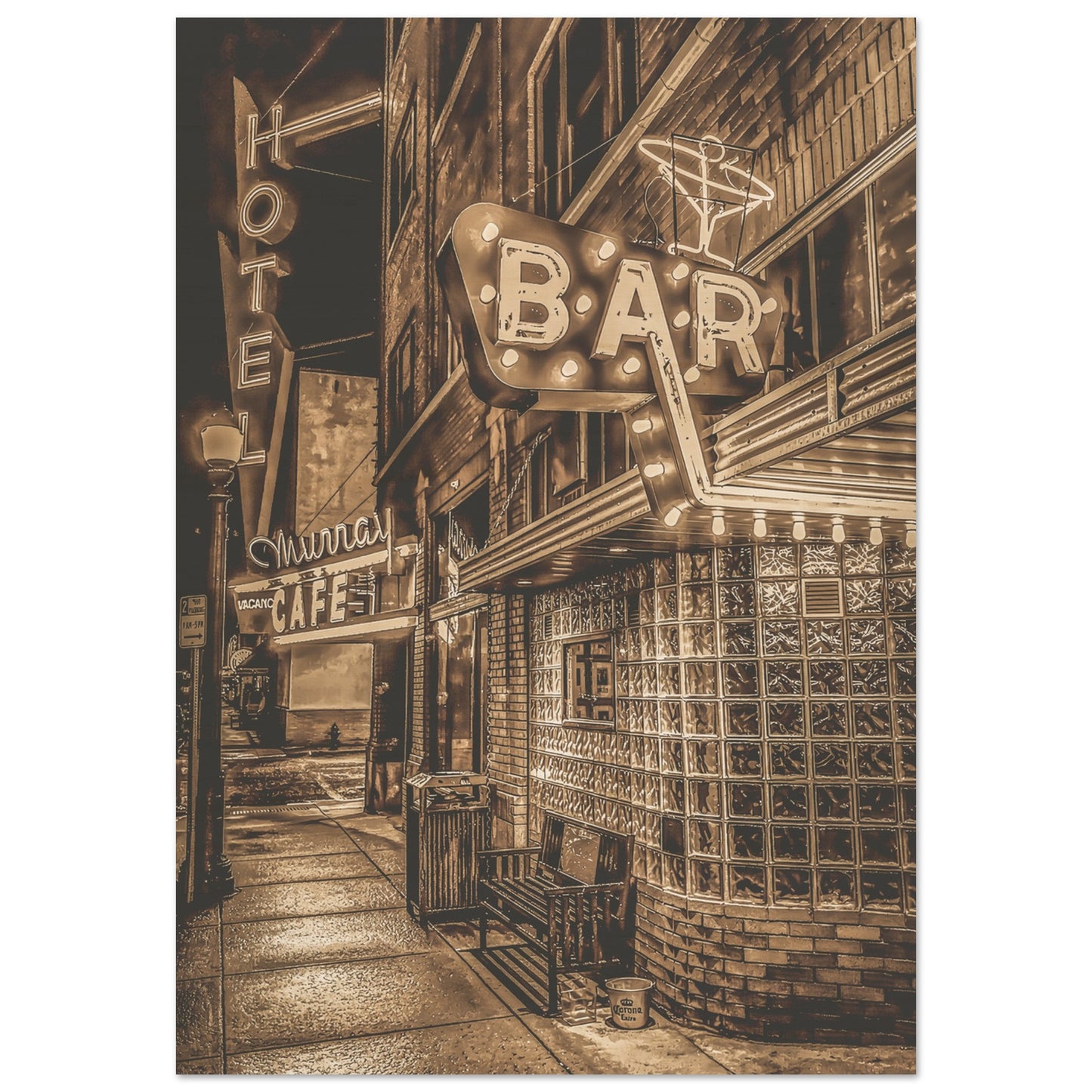 Famous Unrefined: The Murray Hotel & Bar Wood Print