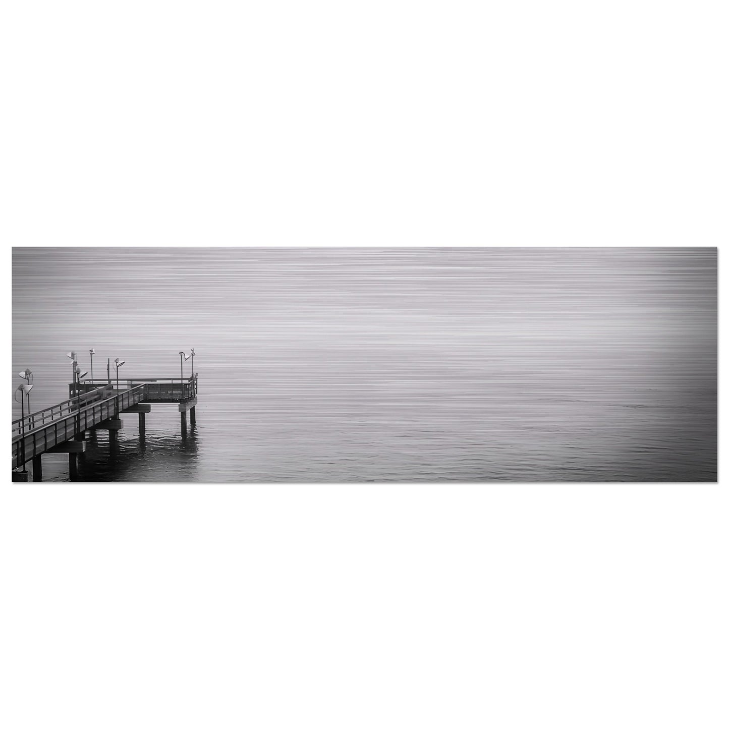 Pier; Port Aransas, Texas Black & White Brushed Aluminum Print Communitea Books James Bonner