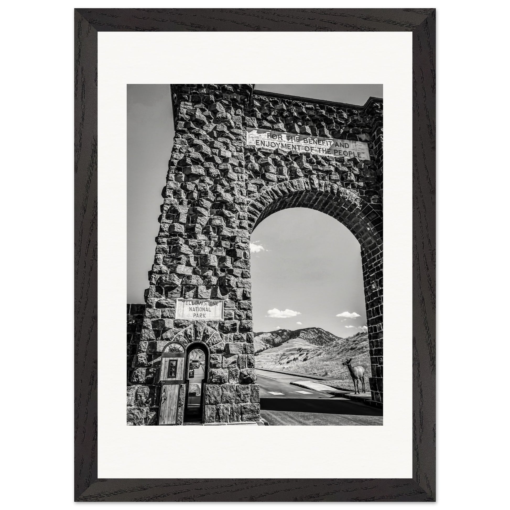 oosevelt Arch; Yellowstone National Park Black & White Premium Wooden Framed Print Communitea Books James Bonner