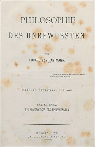 Philosophie Des Unbewussten by Eduard Von Hartmann